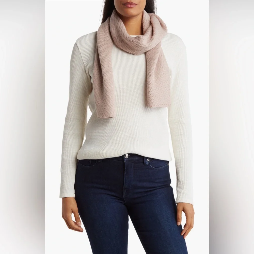 AllSaints Traveling Rib Pattern Scarf in Blush (Light Pink)